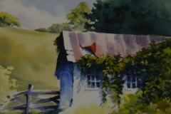 FOWLER CHICKEN COOP - 18 X 22 - WATERCOLOR - $400