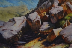 BOULDERS AND THE VALLEY - 22 X 29 - WATERCOLOR - $400