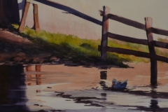 FENCE REFLECTIONS - 18 X 22 - WATERCOLOR - $200