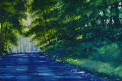 SHADOWS ON THE ROAD - 29 X 36 - WATERCOLOR - $500