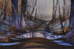 THE DAMP ROAD - 22 X 29 - WATERCOLOR - $300