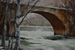 UNDER THE BRIDGE - 18 X 22 - WATERCOLOR - $300